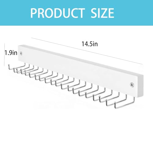 CXYNDFA Wall-Mounted Belt and Tie Hanger, Wood Space-Saving Belt Rack with 20 Rotating Hooks - Multi-Functional Closet Organizer for Ties, Belts, Scarves & Accessories - Image 2