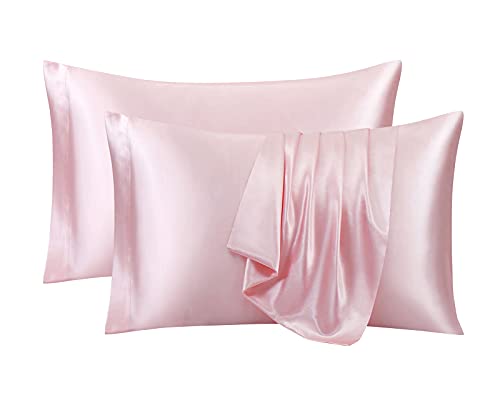 Ersmak Satin Pillowcase Queen Set of 2  Ultra Soft & Silky Satin Pillow Cases for Hair and Skin  Wrinkle Fade Resistant Pillow Covers with Envelope Closure (Blush Pink)