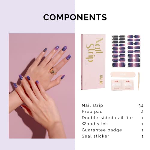 Nailog Semi Cured Gel Nail Strips 34 pcs | Long Lasting Nail Polish Sticker Wraps with Glossy Gel Finish | Constellation - Image 5