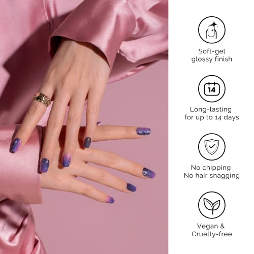 Nailog Semi Cured Gel Nail Strips 34 pcs | Long Lasting Nail Polish Sticker Wraps with Glossy Gel Finish | Constellation - Image 3