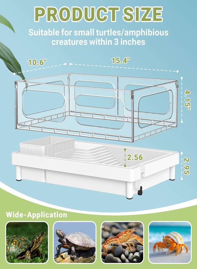 GOZILLA Small Turtle Tank, Acrylic Turtle Tank Starter Kit, Reptile Habitat and Terrarium with Multi-Functional Areas for Tortoise, Crab, Crayfish, Small Reptile.(Black Tank) - Image 2