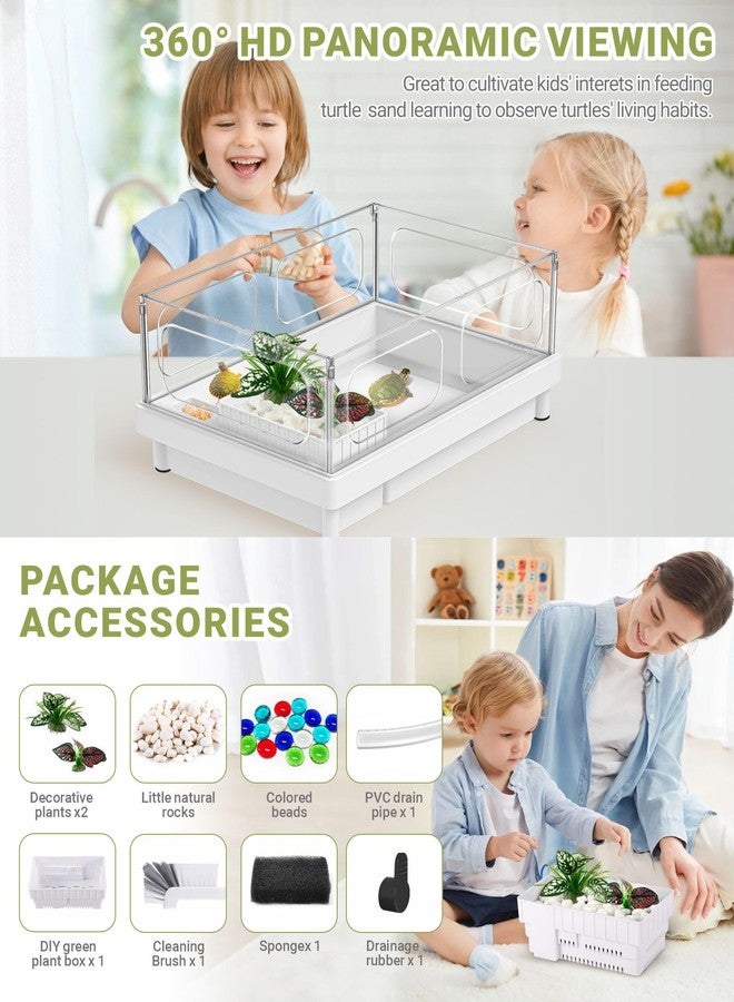 GOZILLA Small Turtle Tank, Acrylic Turtle Tank Starter Kit, Reptile Habitat and Terrarium with Multi-Functional Areas for Tortoise, Crab, Crayfish, Small Reptile.(Black Tank) - Image 5