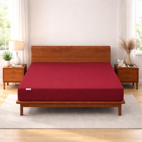 MY ARMOR Mattress Protector | Waterproof Twin Cotton Quilted Fitted – Breathable, Noiseless, Ultra Soft Bed Protector Queen Size with Elastic Skirting (Queen 78x60 inch 6.5x5 ft, Maroon) - Image 2