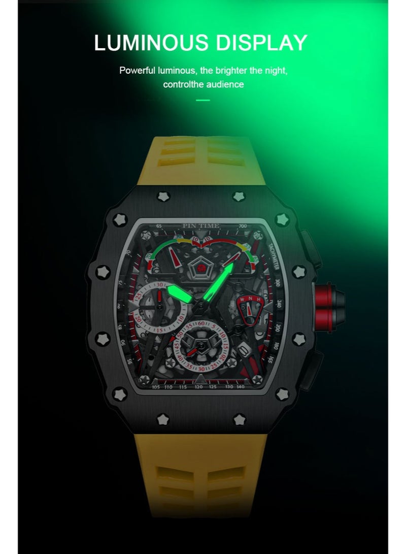 PINTIME Fashion Mens Watch Hallow Punk Chronograph Sports Wristwatch Luxury Designer Mens Watch - Image 5