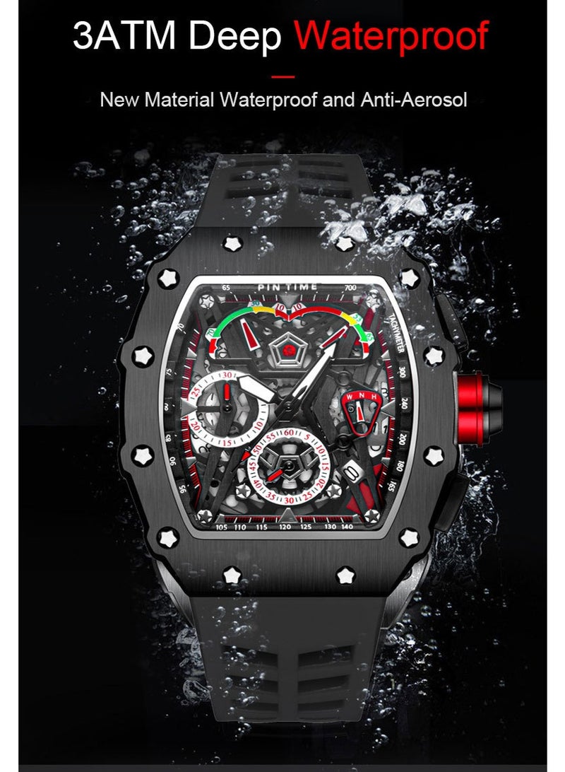 PINTIME Fashion Mens Watch Hallow Punk Chronograph Sports Wristwatch Luxury Designer Mens Watch - Image 3