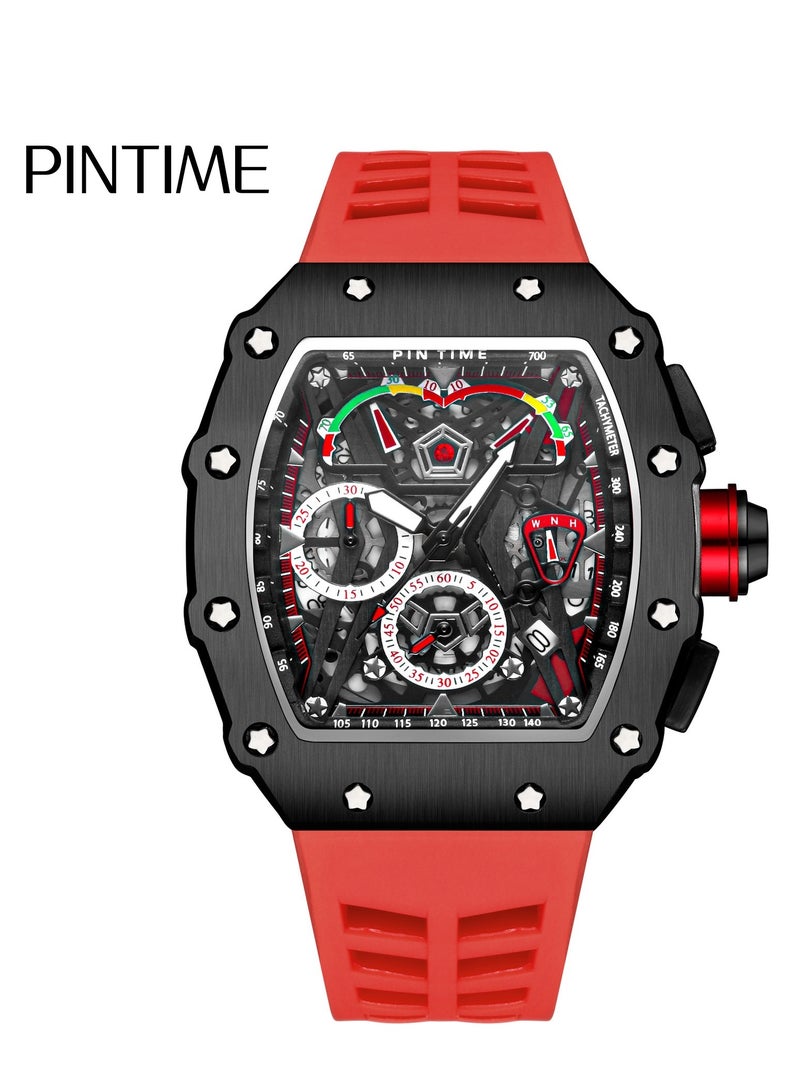PINTIME Fashion Mens Watch Hallow Punk Chronograph Sports Wristwatch Luxury Designer Mens Watch - Image 1