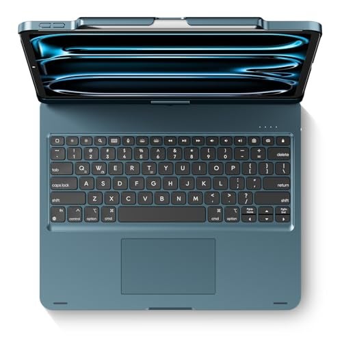 edaiser Swivel Keyboard Case for Apple 2026 iPad Air 13-inch M4 M3 M2, iPad Pro 13 inch (M4 M5), iPad Pro 12.9-inch 6th-3rd Gen; 360 Rotatable Cover with Pencil Holder, Trackpad, Backlit, Navy Blue