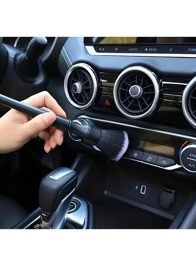 Ergonomic Black And White Car Interior Detail Brush With Soft Hair - Image 5