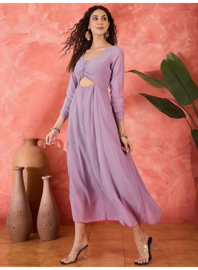 AKS Purple Georgette Flared Maxi  - Image 3