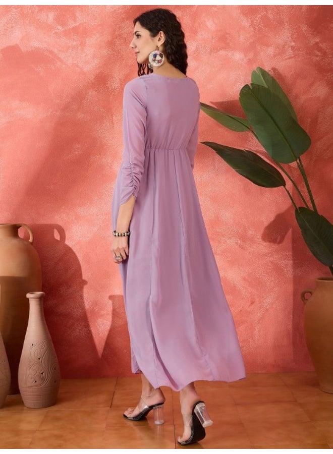 AKS Purple Georgette Flared Maxi  - Image 4