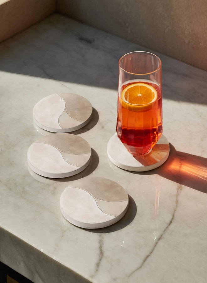 Veyro Drink Coasters Set of 4 - Absorbent Ceramic Coasters with Cork Base & Holder, Modern Marble Look for Desk & Coffee Table, Housewarming Gift for New Home - Image 4