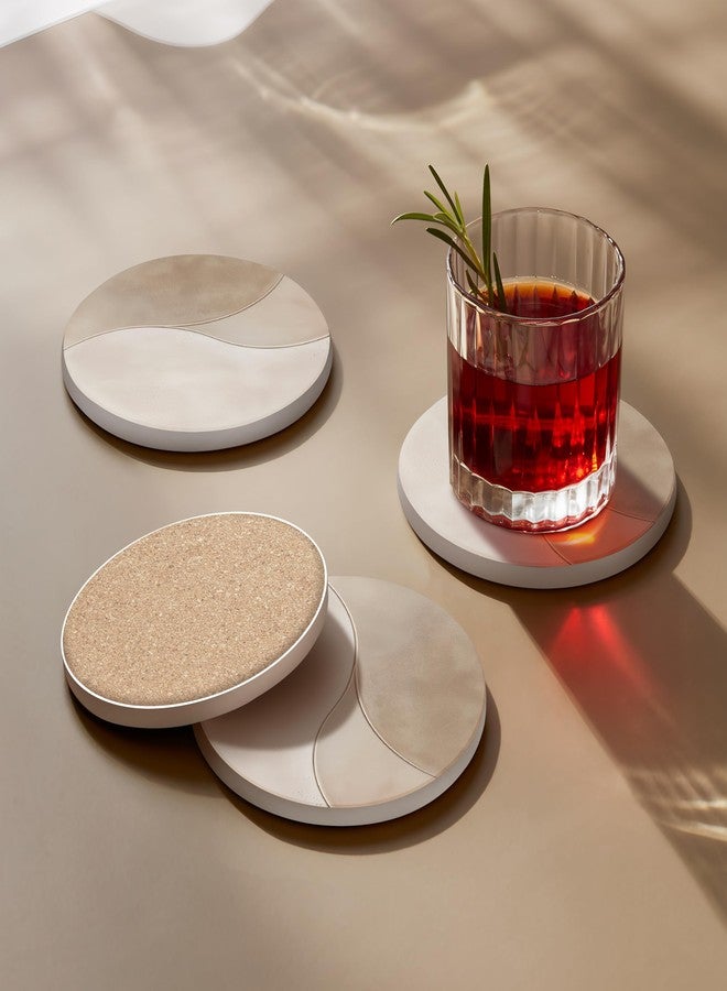 Veyro Drink Coasters Set of 4 - Absorbent Ceramic Coasters with Cork Base & Holder, Modern Marble Look for Desk & Coffee Table, Housewarming Gift for New Home - Image 3