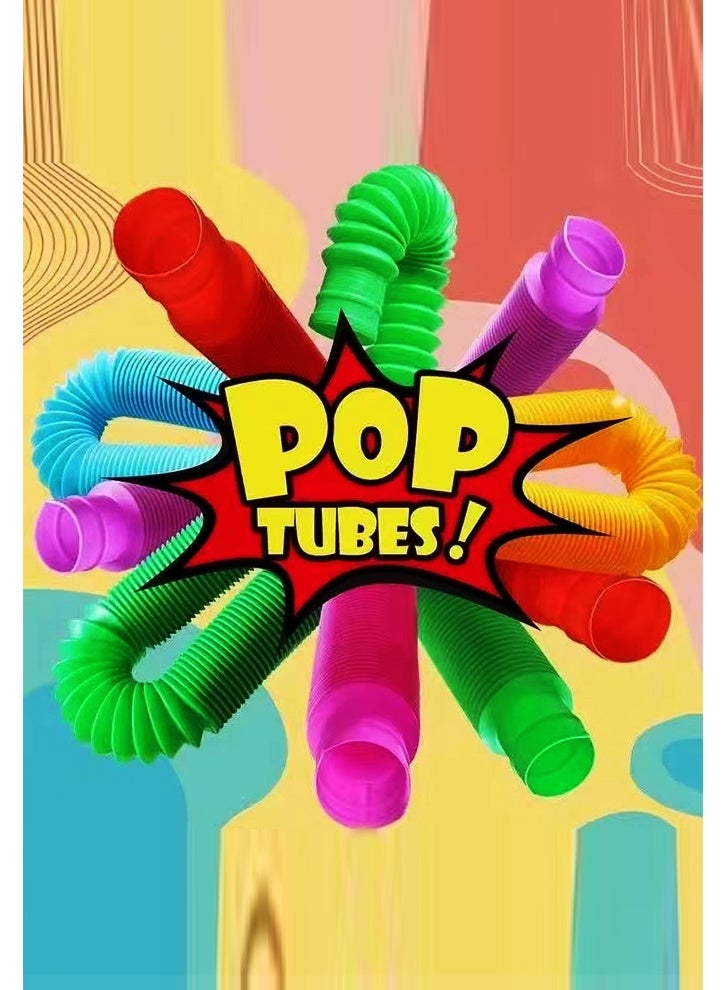 SAKOON Stretch Sensory Toys Pack 4 Pop Tubes Sensory Fidget Tubes Toys for Toddler Toys for Endless Creativity & Fun for Kids. Connect it, Pop it, expand it, and make it different shapes for fun - Image 1