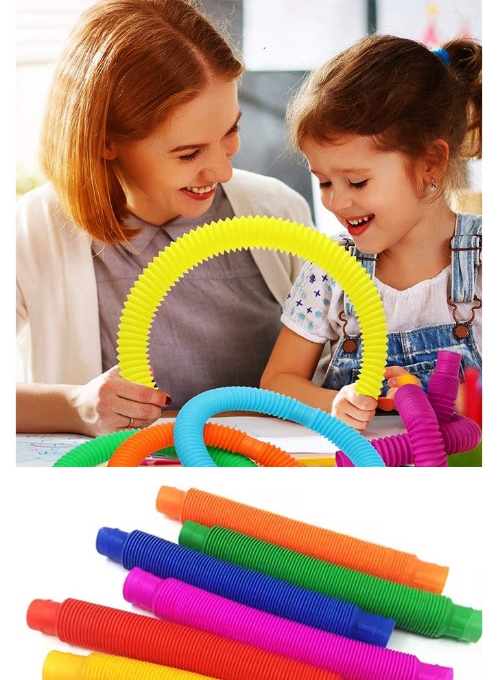 SAKOON Stretch Sensory Toys Pack 4 Pop Tubes Sensory Fidget Tubes Toys for Toddler Toys for Endless Creativity & Fun for Kids. Connect it, Pop it, expand it, and make it different shapes for fun - Image 3