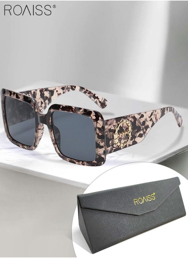 roaiss - Women's Square Sunglasses, UV400 Protection Sun Glasses with Stylish Temples, Oversize Fashion Anti-glare Sun Shades for Women with Glasses Case, 59mm - Image 1