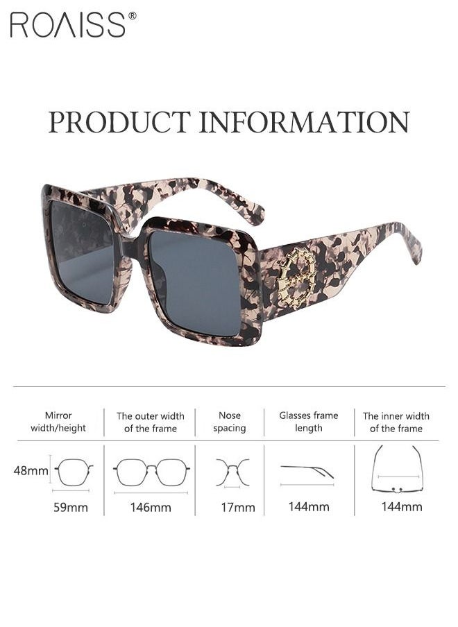roaiss - Women's Square Sunglasses, UV400 Protection Sun Glasses with Stylish Temples, Oversize Fashion Anti-glare Sun Shades for Women with Glasses Case, 59mm - Image 1