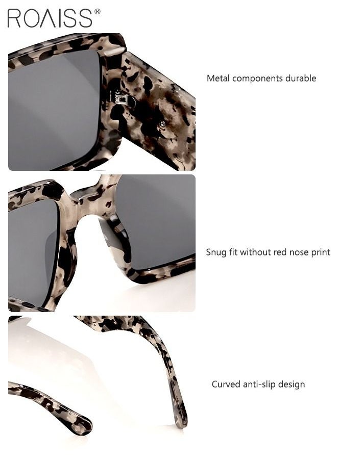 roaiss - Women's Square Sunglasses, UV400 Protection Sun Glasses with Stylish Temples, Oversize Fashion Anti-glare Sun Shades for Women with Glasses Case, 59mm - Image 1