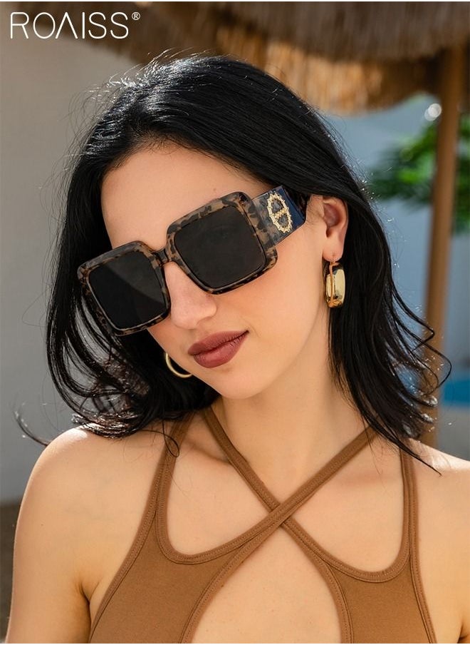 roaiss - Women's Square Sunglasses, UV400 Protection Sun Glasses with Stylish Temples, Oversize Fashion Anti-glare Sun Shades for Women with Glasses Case, 59mm - Image 1