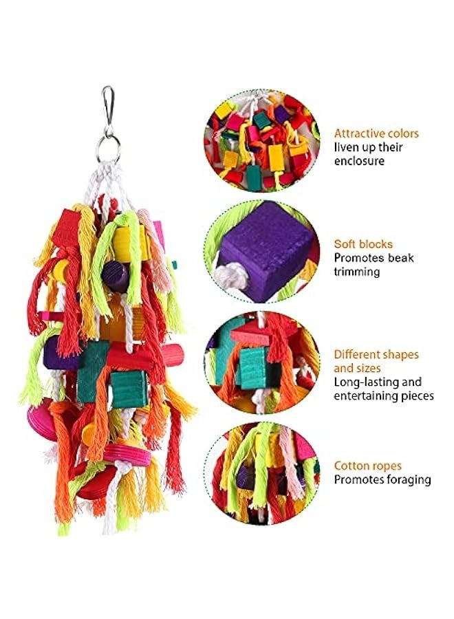 رايبت العاب مضغ للببغاء كبيرة وصغيرة - العاب لدغة قفص الببغاء خشبي، العاب تمزيق للكونيور والكوكاتيل والرمادي الافريقي وببغاوات الامازون الاخرى - Image 3