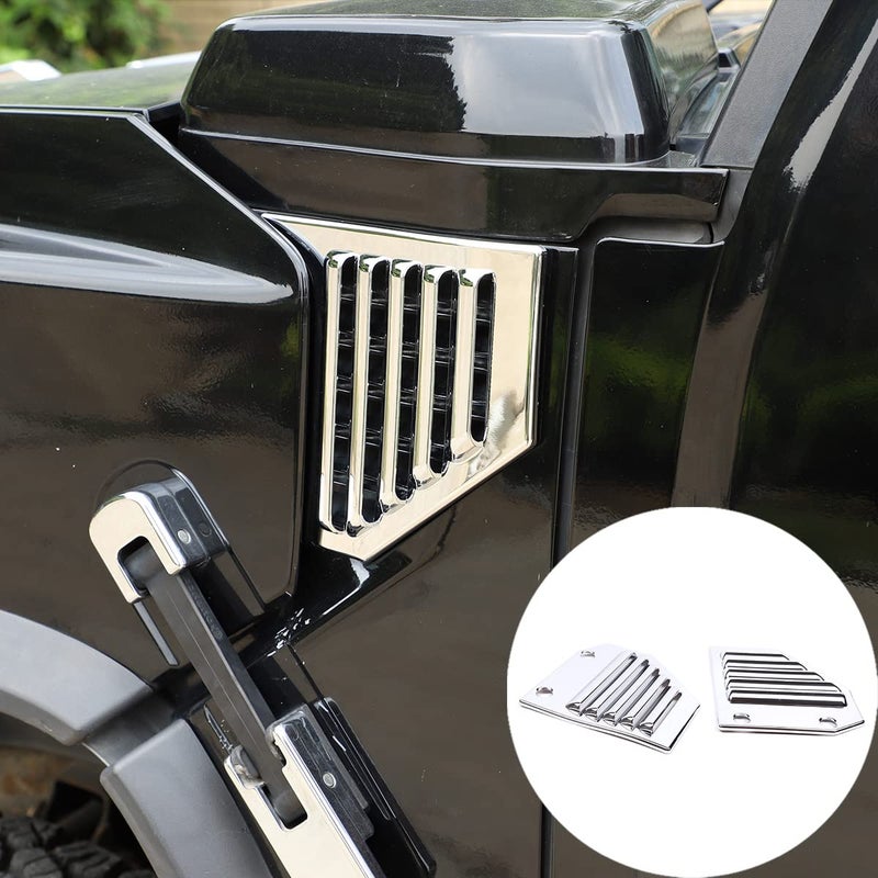 Generic Car Side Vent Covers Chrome Hood Intake Bezel Moulding Trim Compatible for Hummer H2 2003 2004 2005 2006 2007 2008 2009 Car Exterior Hood Side Door Decorative Cover Trim Accessories (Bright Silver)  - Image 1