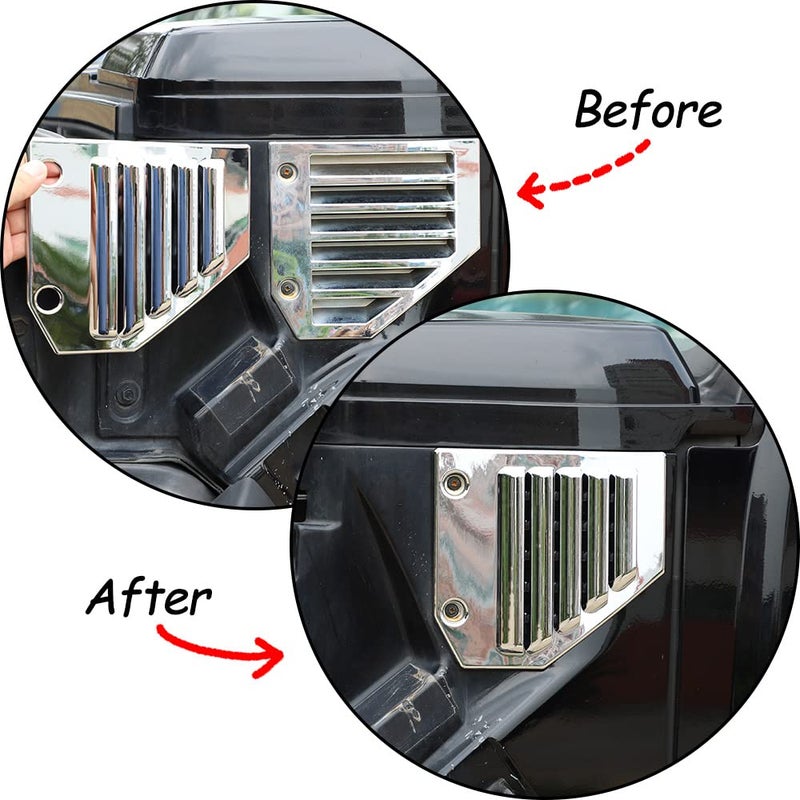 Generic Car Side Vent Covers Chrome Hood Intake Bezel Moulding Trim Compatible for Hummer H2 2003 2004 2005 2006 2007 2008 2009 Car Exterior Hood Side Door Decorative Cover Trim Accessories (Bright Silver)  - Image 2