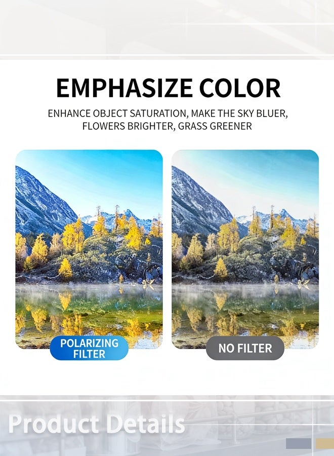 CPL Phone Camera Filter with Clip, Ultra Slim Multi-Coated Filtro Polarizador para Celular,Cramp-on Polarizer Lens for iPhone,Android Smartphones (52mm,Black) - Image 5