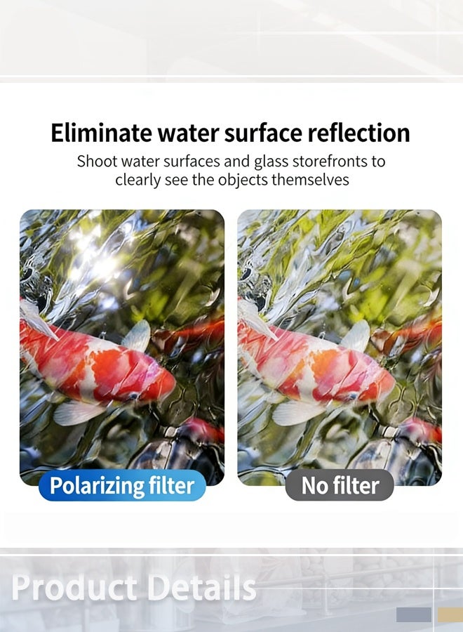 CPL Phone Camera Filter with Clip, Ultra Slim Multi-Coated Filtro Polarizador para Celular,Cramp-on Polarizer Lens for iPhone,Android Smartphones (52mm,Black) - Image 3