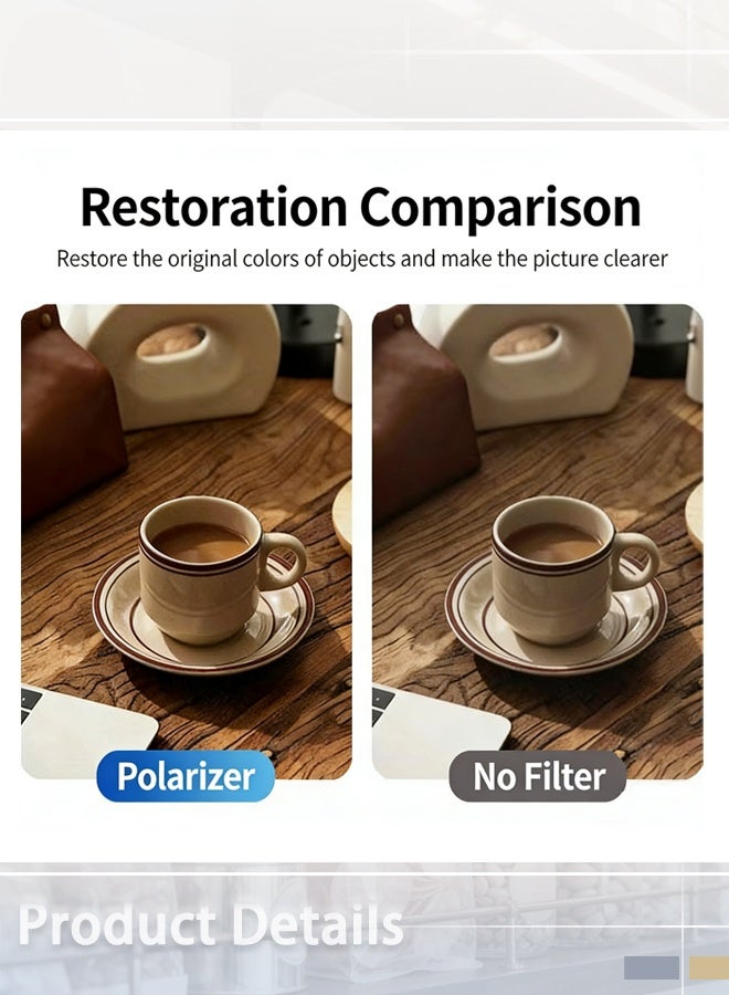 CPL Phone Camera Filter with Clip, Ultra Slim Multi-Coated Filtro Polarizador para Celular,Cramp-on Polarizer Lens for iPhone,Android Smartphones (52mm,Black) - Image 4