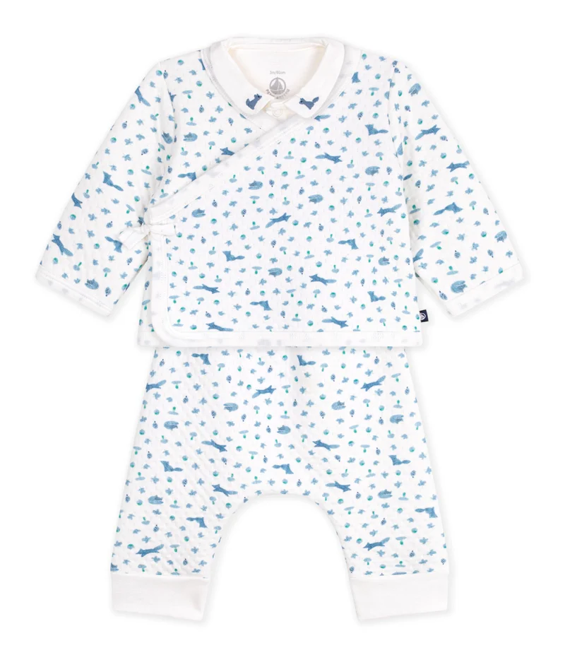 Petit Bateau Babies' Outfit In Cotton With Foxes Printed On The Collar