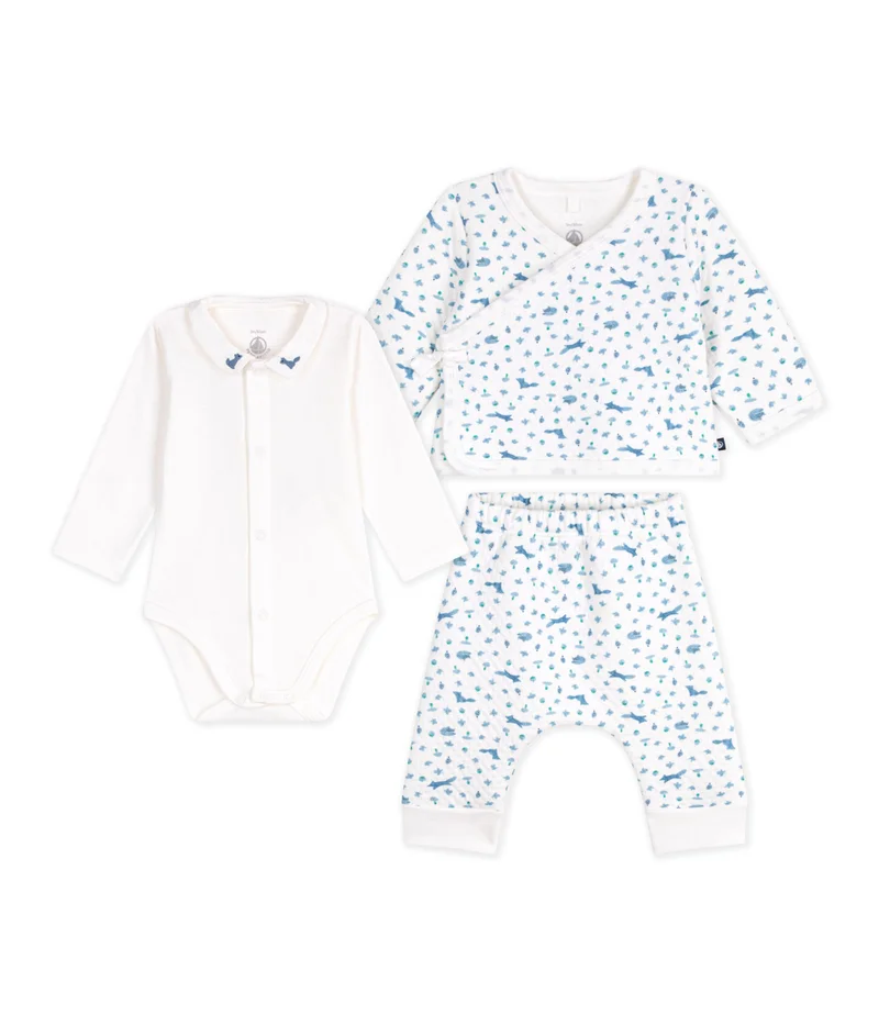 Petit Bateau Babies' Outfit In Cotton With Foxes Printed On The Collar