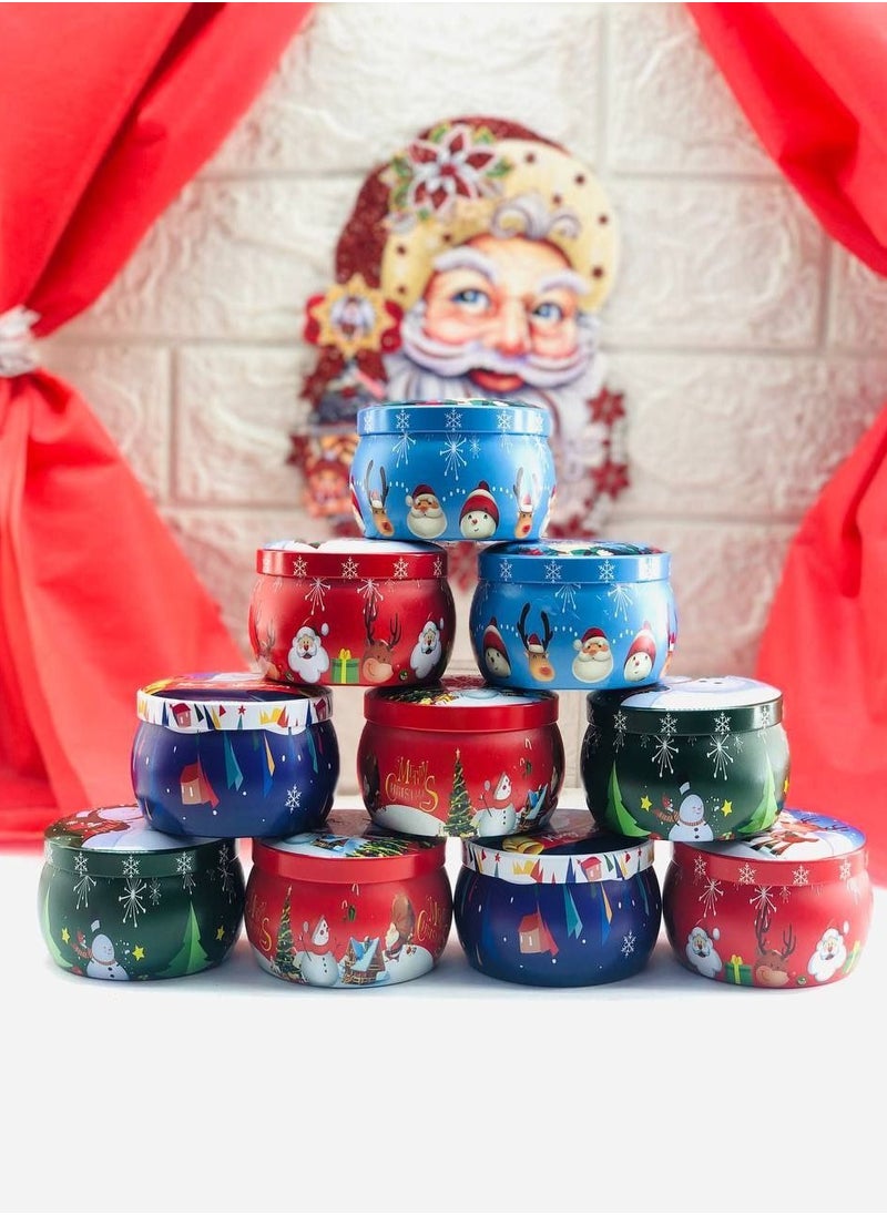 Generic Christmas Scented Candle Stand with Santa Claus Design – Beautiful Fragrance in Tin Container, for Home or Office Use, 12 Pieces, Size: 6x7 cm AS  - Image 1