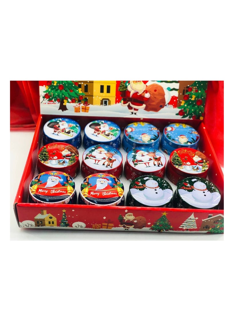 Generic Christmas Scented Candle Stand with Santa Claus Design – Beautiful Fragrance in Tin Container, for Home or Office Use, 12 Pieces, Size: 6x7 cm AS  - Image 2