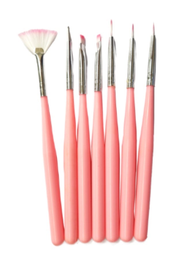 7pcs Cake Decorating Tools Baking Accessories Multifunction Pastry Nail Painting Art Brush Set, Cake Icing Pen Fondant (Pink) - Image 1