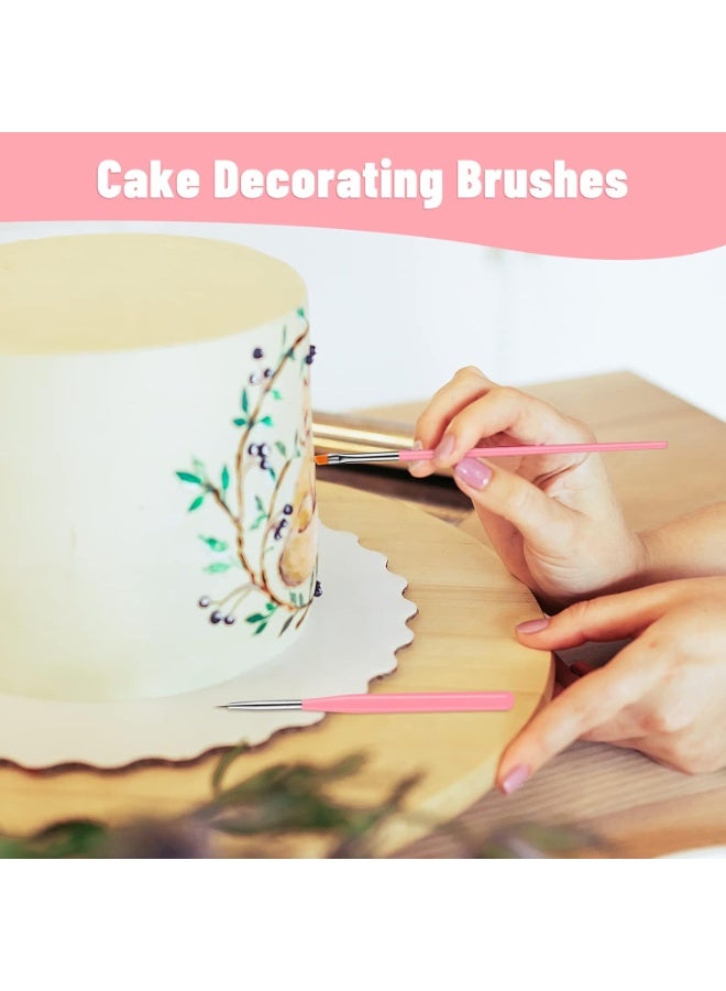 7pcs Cake Decorating Tools Baking Accessories Multifunction Pastry Nail Painting Art Brush Set, Cake Icing Pen Fondant (Pink) - Image 2