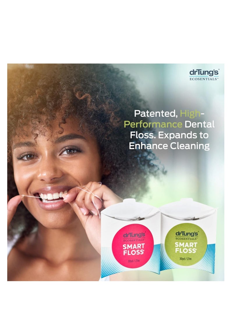 drTung's - DrTung's Smart Floss - Natural Floss, PTFE & PFAS Free Floss, Gentle on Gums, Expands & Stretches, BPA Free Floss - Natural Dental Floss Cardamom Flavor (Pack of 6) - Image 1