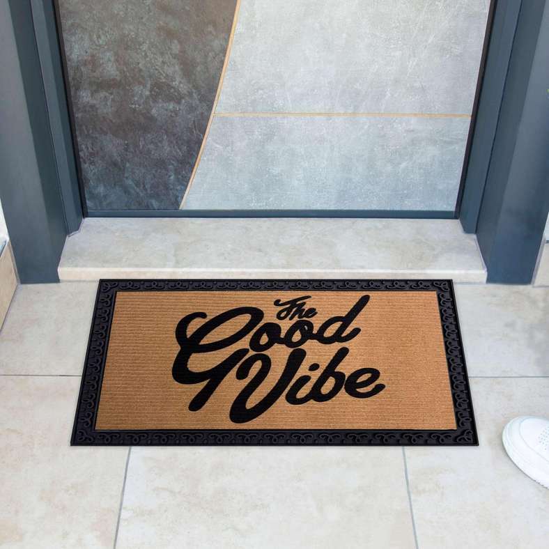 Pan Home Good Vibe Door Mat 45x70cm - Natural/Black