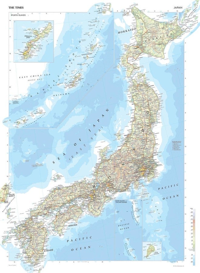 MapSherpa The Times Atlas: Japan - 36.5 x 26.75 inch Poster - Front Lamination - Image 1