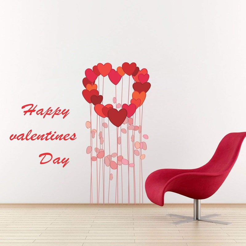 DecorVilla Decor Villa PVC Vinyl Happy Valentines Day 3D Wall Sticker JUST Peel Stick New Modern Art Trendy Wall Stickers for Home Decoration Living RoomOffice Bedroom etc Size 58 CM X 33 CM Multicolor - Image 1