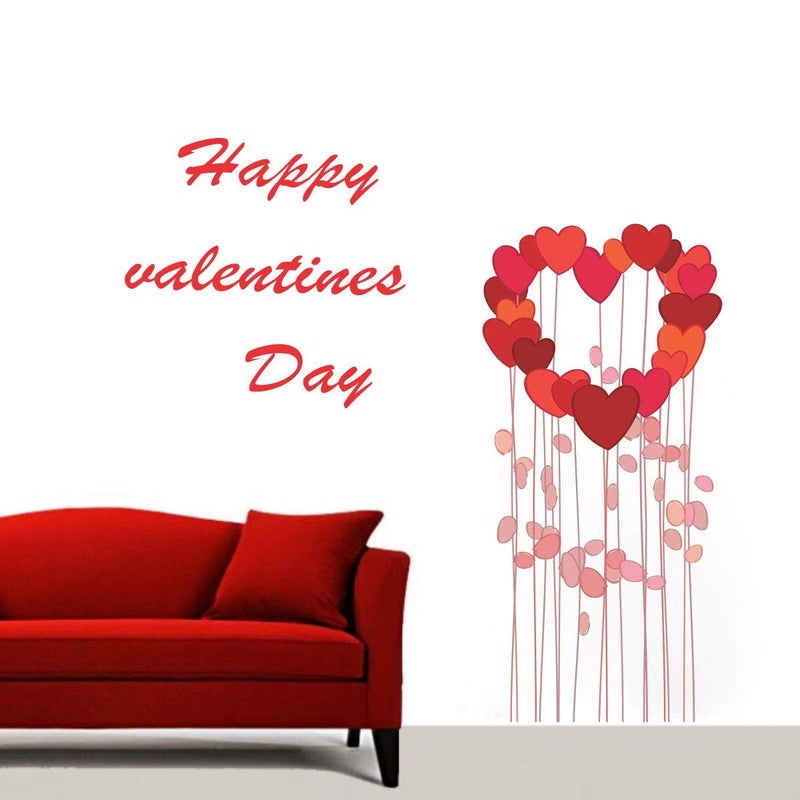 DecorVilla Decor Villa PVC Vinyl Happy Valentines Day 3D Wall Sticker JUST Peel Stick New Modern Art Trendy Wall Stickers for Home Decoration Living RoomOffice Bedroom etc Size 58 CM X 33 CM Multicolor - Image 2