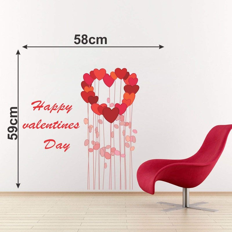 DecorVilla Decor Villa PVC Vinyl Happy Valentines Day 3D Wall Sticker JUST Peel Stick New Modern Art Trendy Wall Stickers for Home Decoration Living RoomOffice Bedroom etc Size 58 CM X 33 CM Multicolor - Image 3
