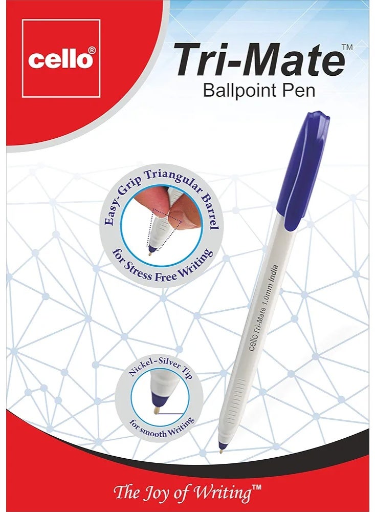 تشيلو قلم حبر جاف سيلو تريميت، 1.0 مم، علبة تحتوي على 50 قلمًا، أزرق - Image 5