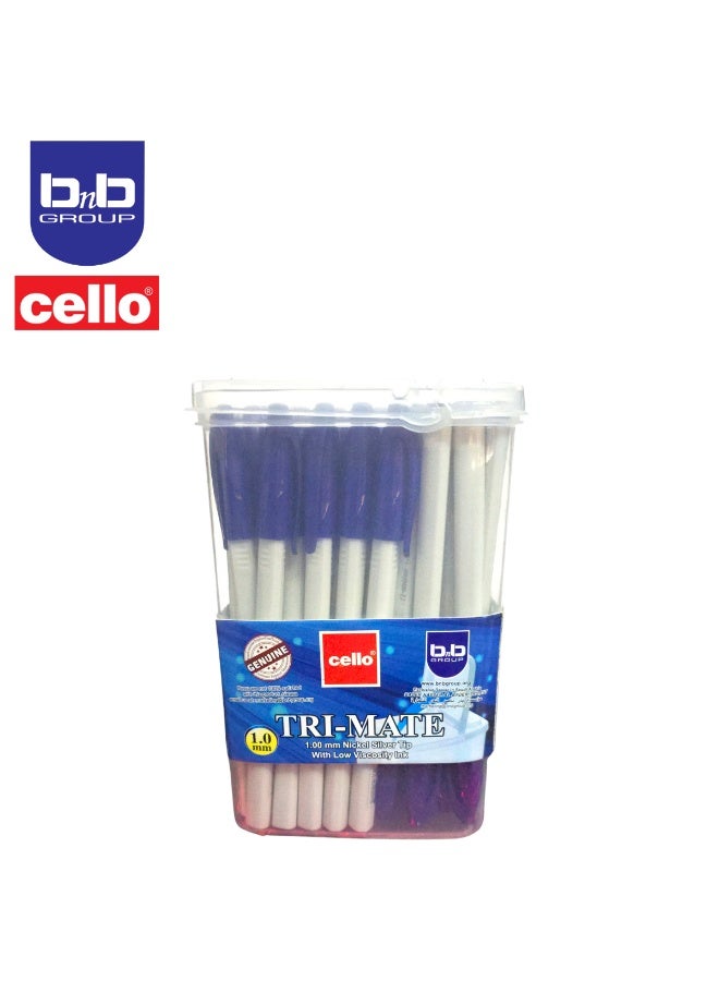 تشيلو قلم حبر جاف سيلو تريميت، 1.0 مم، علبة تحتوي على 50 قلمًا، أزرق - Image 2