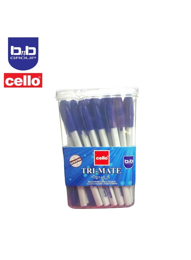 تشيلو قلم حبر جاف سيلو تريميت، 1.0 مم، علبة تحتوي على 50 قلمًا، أزرق - Image 1