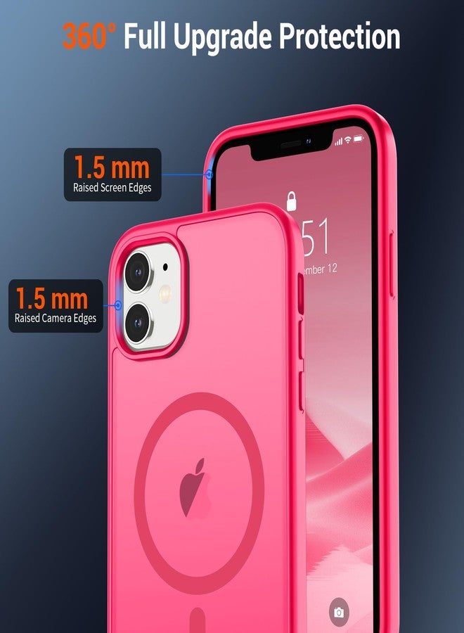 استلق جراب SUPFINE المغناطيسي لهاتف iPhone 12 Mini و iPhone 13 Mini (متوافق مع MagSafe) (حماية فائقة ضد السقوط بمعايير عسكرية) غطاء هاتف رفيع وشفاف غير لامع مقاوم للصدمات، لون وردي فاقع - Image 4