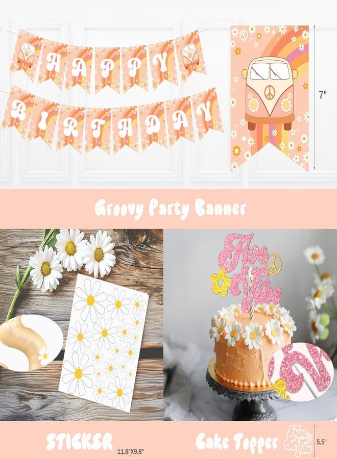 Hombae Five is a Vibe Birthday Party Decorations, Groovy 5th Birthday Decorations Girl, Daisy Flower Retro Boho Hippie Themed Party Supplies Backdrop Balloon Banner Tablecloth Box for 5 Year Old Girl - Image 5