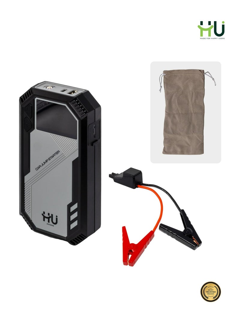 H U HU 800A Peak Car Jump Starter 6000mAh Portable 12V Battery Booster with Digital Display & LED Emergency Light - Image 3