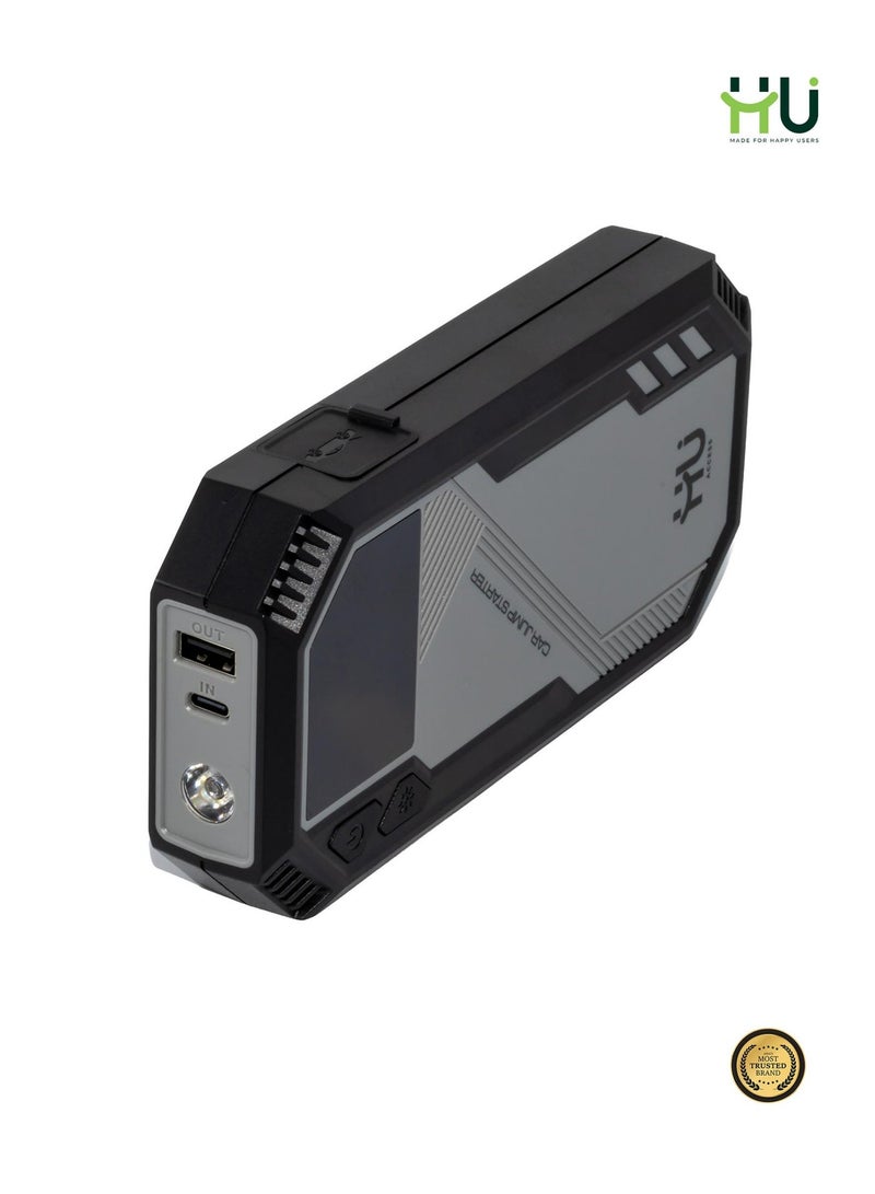 H U HU 800A Peak Car Jump Starter 6000mAh Portable 12V Battery Booster with Digital Display & LED Emergency Light - Image 4