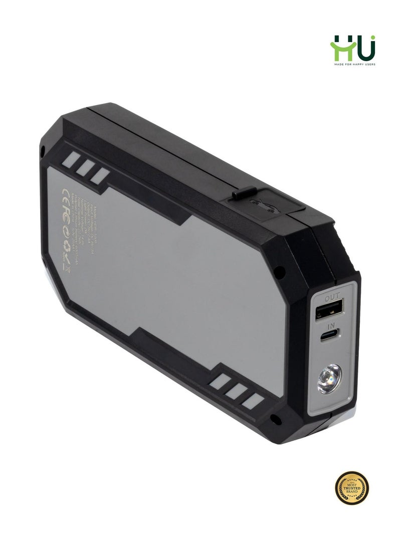 H U HU 800A Peak Car Jump Starter 6000mAh Portable 12V Battery Booster with Digital Display & LED Emergency Light - Image 2