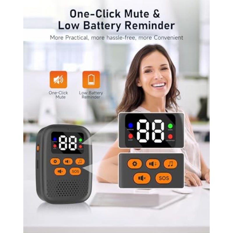 Wireless Caregiver Call Button for Seniors, Panic Button System with LED Display and Vibration, Low Power Remind, 500FT Range, Rechargeable Pager for Elderly Monitoring Black - Image 5