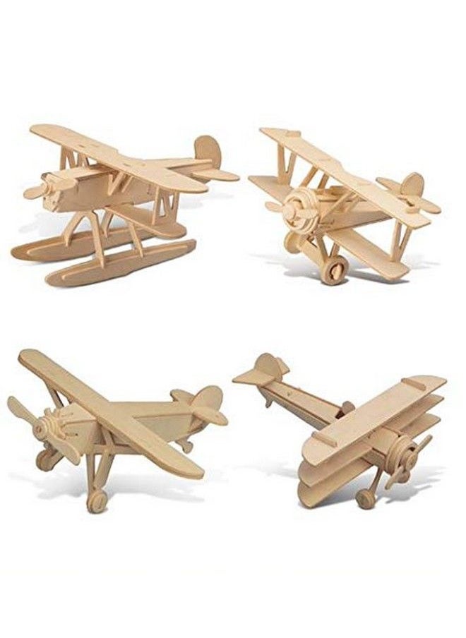 Puzzled Wooden Airplane Model Kits Water Plane Spirit Of St. Louis Nieuport 17 & Triplane 3D Wooden Puzzles Set Educational Adults & Kids Toys Diy Airplane Kit Assembly Planes To Build 4 Pack  - Image 1